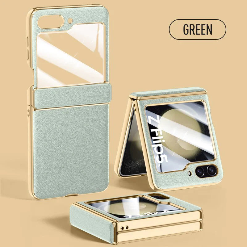 Leather Case With Hinge  Protection For Samsung Galaxy Z Flip 5