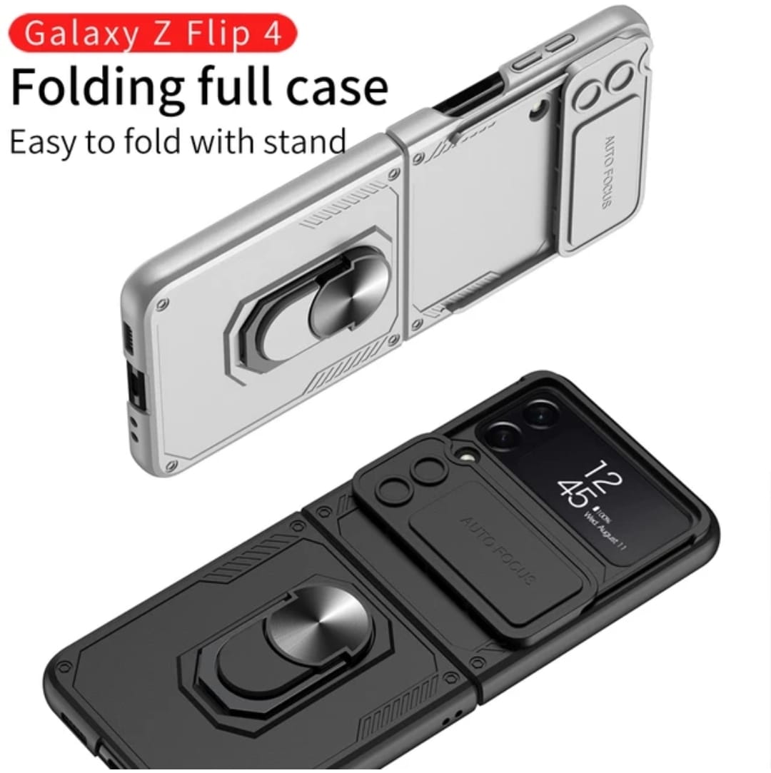 Camera Protection Kickstand Tough Finger Ring Armor Case For Galaxy Z Flip4 5G