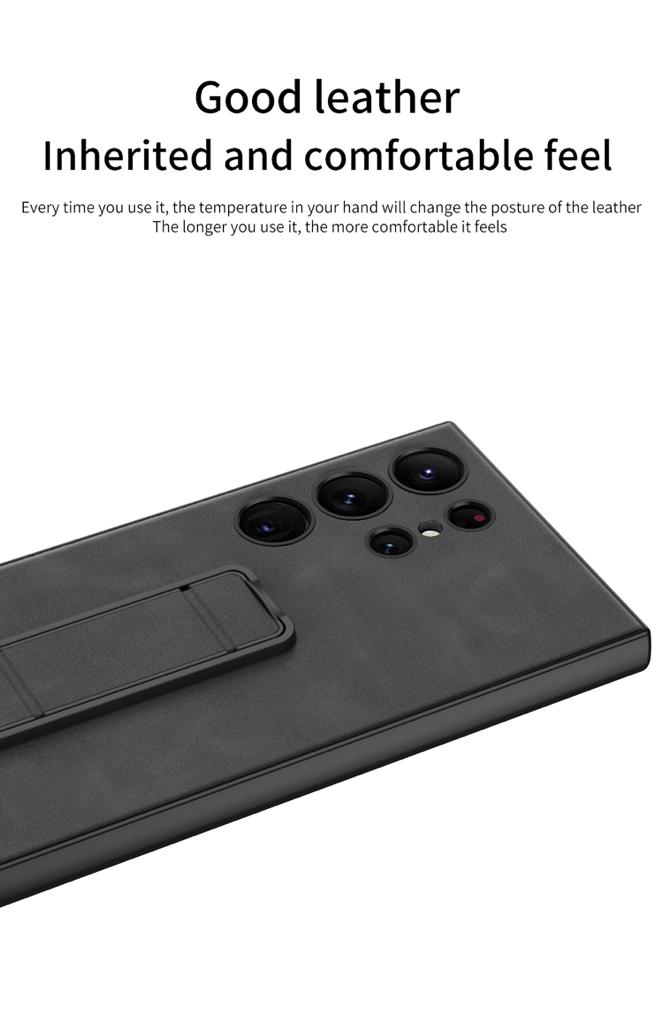 Premium Push-pull Bracket Leather Shell Case For Galaxy S23 Ultra