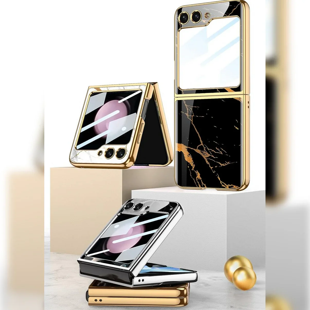 Marble Glass Case For Galaxy Z Flip5