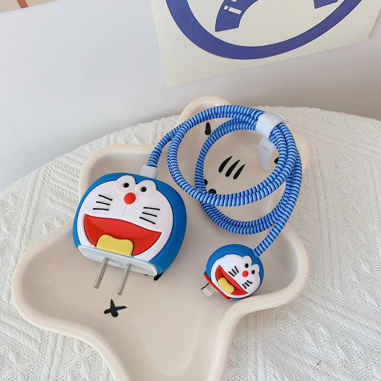 Cute 3D Cartoon Character Stitch Cable Protector  (Blue)