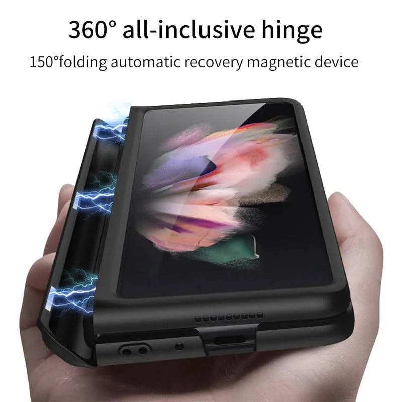 Samsung Galaxy Z Fold 3 Ultra Thin Back Stand Case With S-Pen Holder