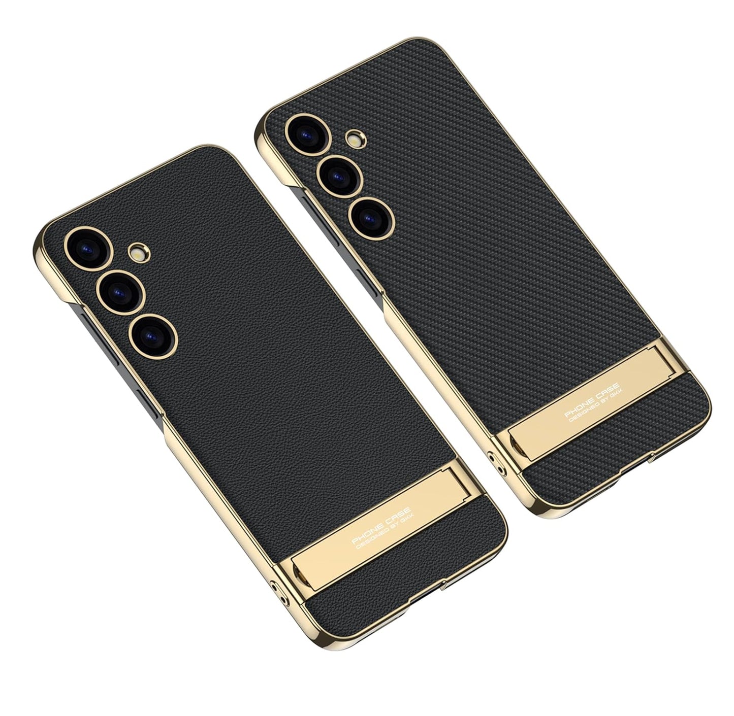 Triumph Electroplating Leather Golden Stand Case For Galaxy S25