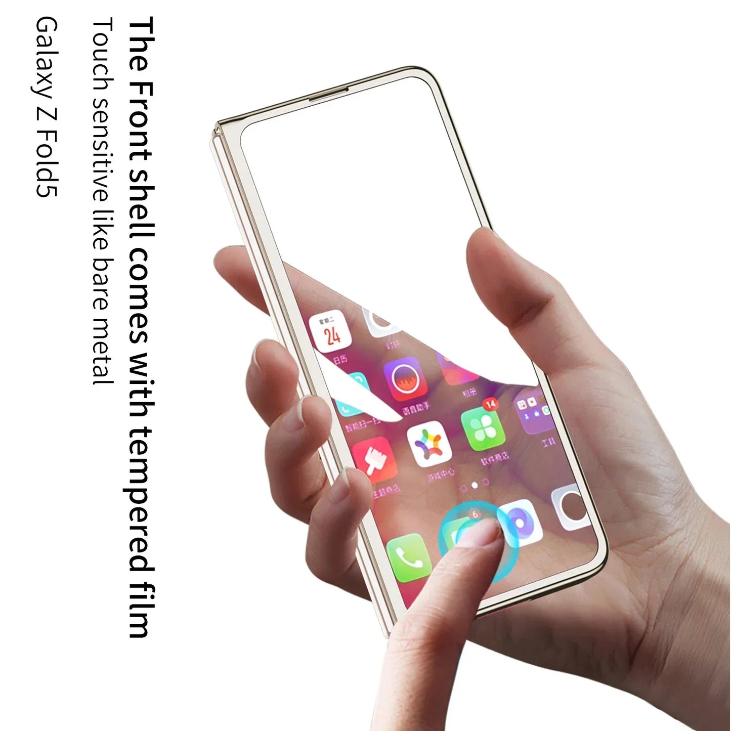 Transparent Case With Screen Protector & Tough Pen For Galaxy Z Fold 5