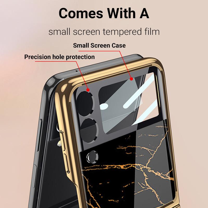 Marble Glass Case For Galaxy Z Flip4