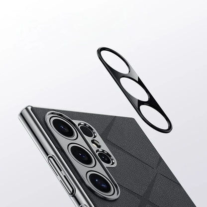 Luxury Plain Leather + Camera Lens Protector Case  - Galaxy S25 Series