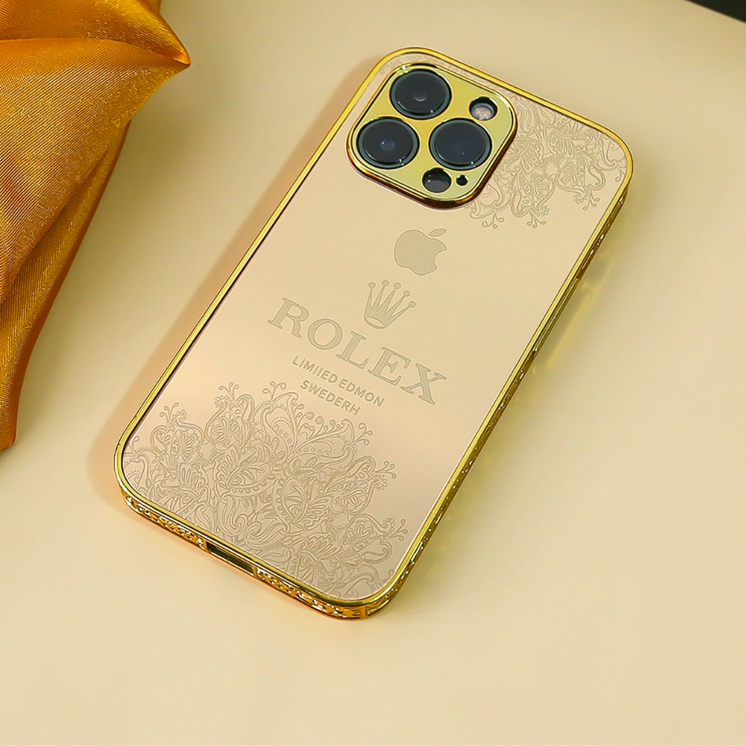 iPhone 13  Series Diamonds Studded Royal Gold Protective Case