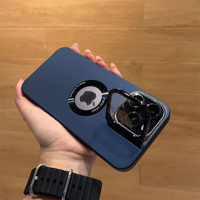 Luxury Camera Protector Stand Case With Logo Cut- iPhone 16 Series