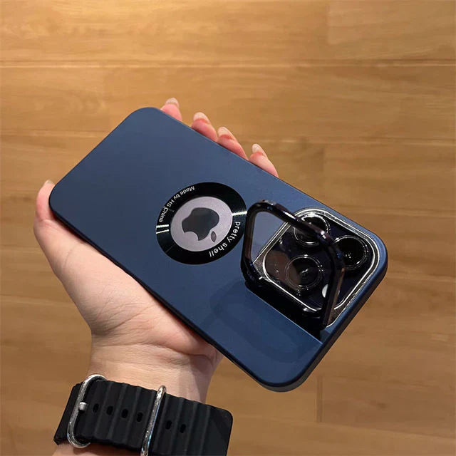 Luxury Camera Protector Stand Case With Logo Cut for iPhone