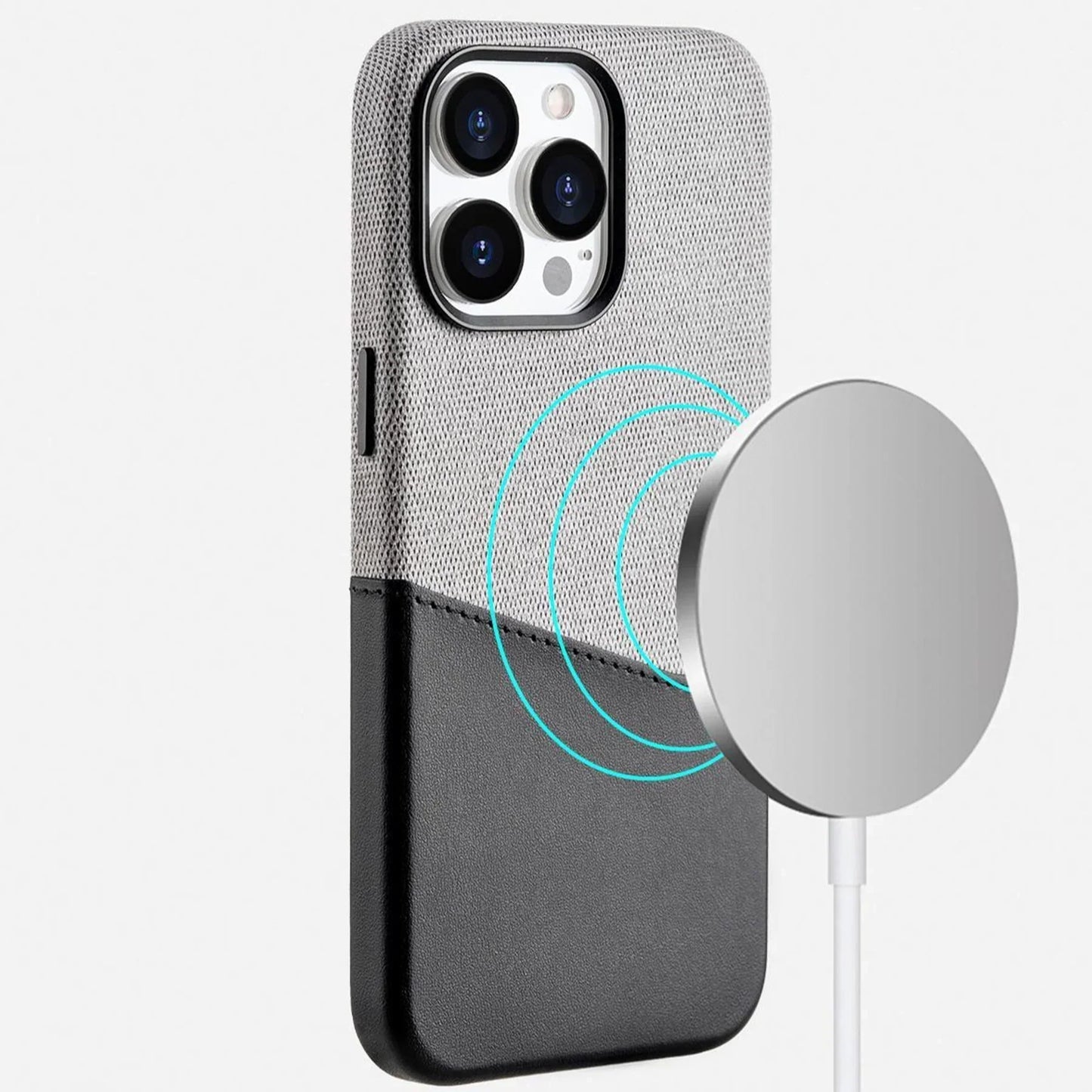 Leather MagSafe Dual Tone Card Holder Case for iPhone Series