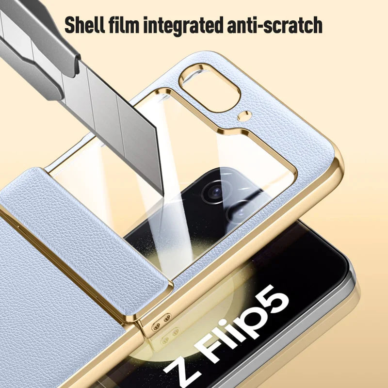 Leather Case With Hinge  Protection For Samsung Galaxy Z Flip 5