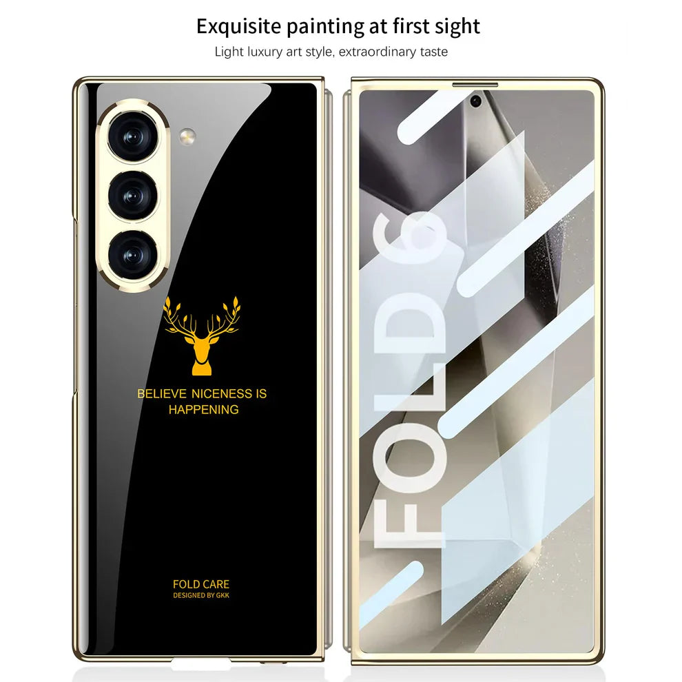 Samsung Galaxy Z Fold 6 Deer Pattern Glass Case