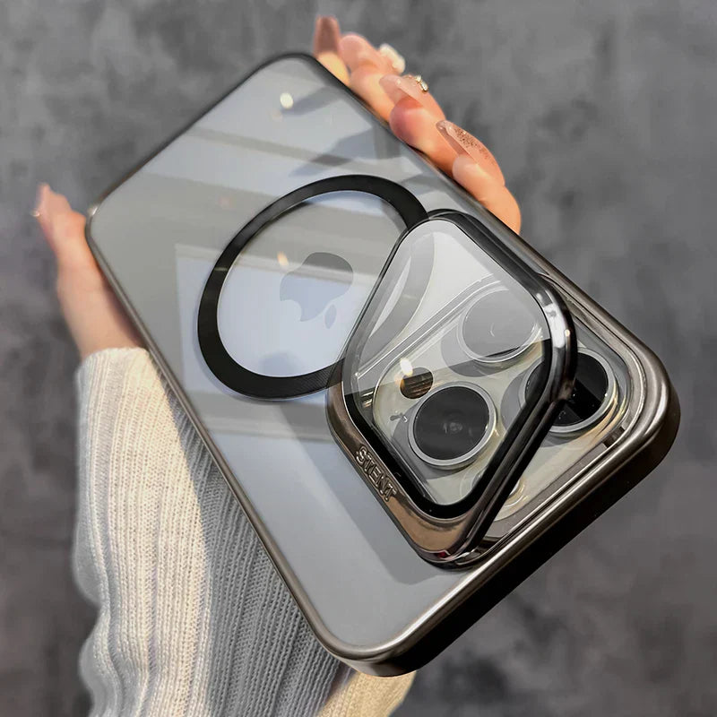 Transparent Lens Magsafe Stand Cover for iPhone Series