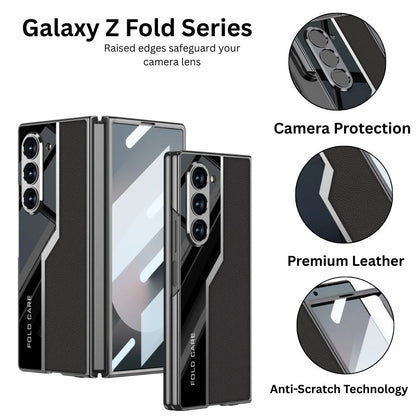 Galaxy Z Fold Series Classic Plain Leather Leather Craft Case