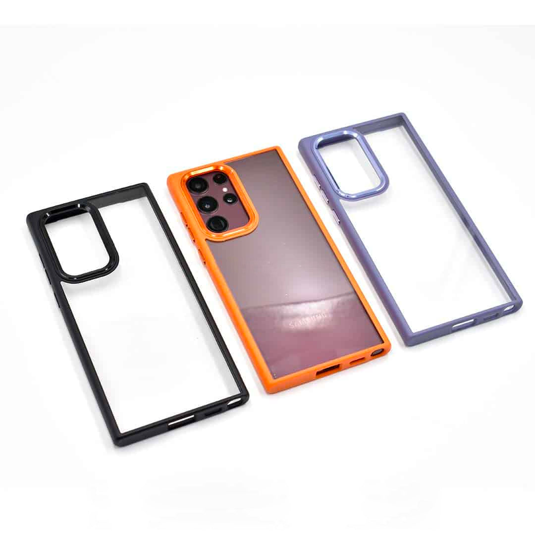 Galaxy S22 Ultra Hybrid Bumper Clear Case Black