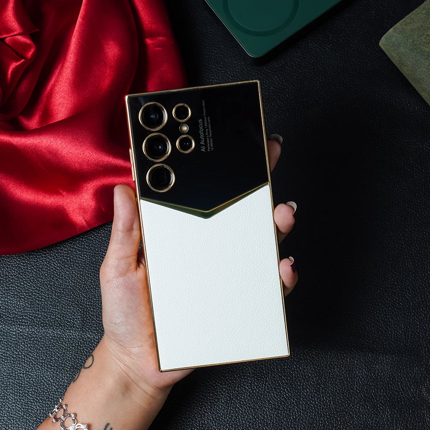 Royal Gold Plated Luxury Leather Case For Galaxy S23 Ultra