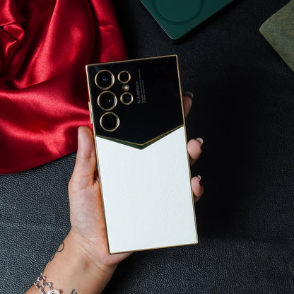 Royal Gold Plated Luxury Leather Case For Galaxy S23 Ultra