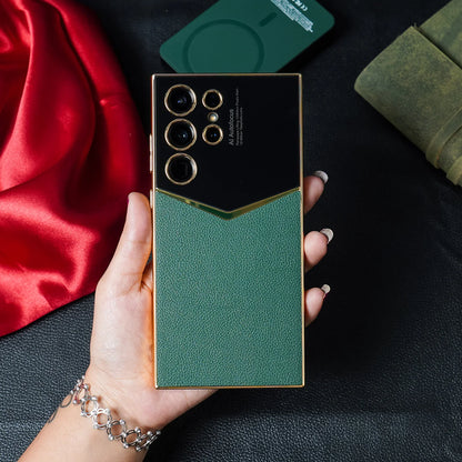 Royal Gold Plated Luxury Leather Case For Galaxy S23 Ultra