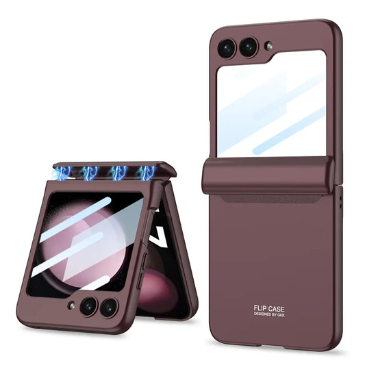 Magnetic Folding All-Inclusive Shell Case With Front Glass For Galaxy Z Flip 5