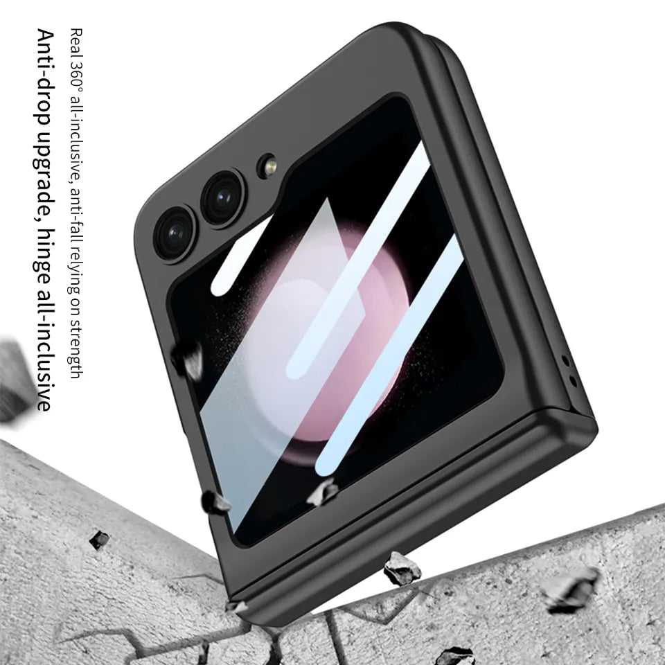 Magnetic Folding All-Inclusive Shell Case With Front Glass For Galaxy Z Flip 5