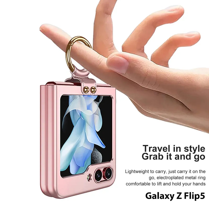 Shock-resistant Hard with Metal Ring Case For Samsung Galaxy Z Flip 5