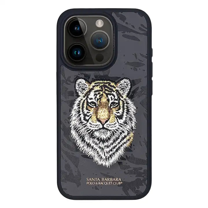 Premium Santa Barbra Savana Tiger Leather Case For iPhone Series