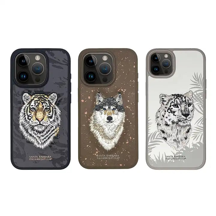 Premium Santa Barbra Savana Tiger Leather Case For iPhone Series