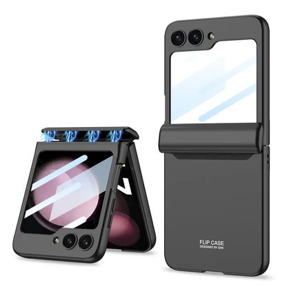 Magnetic Folding All-Inclusive Shell Case With Front Glass For Galaxy Z Flip 6