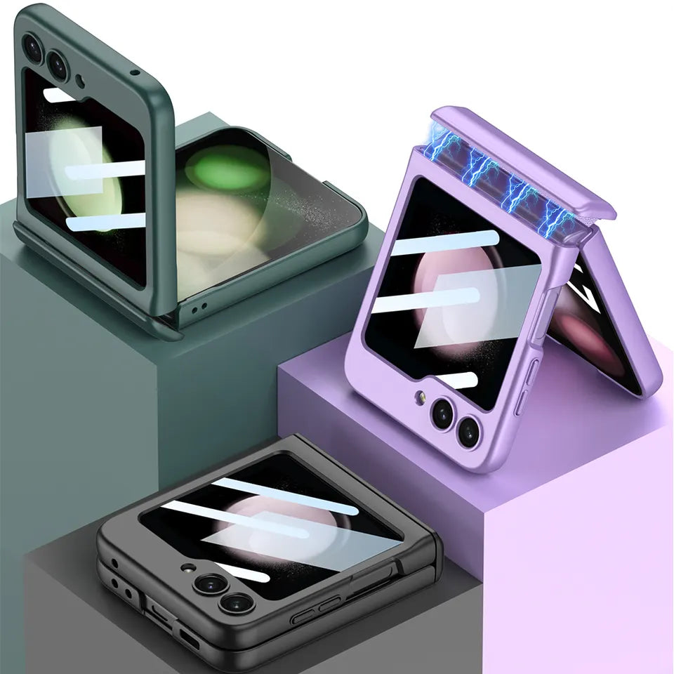 Magnetic Folding All-Inclusive Shell Case With Front Glass For Galaxy Z Flip 5