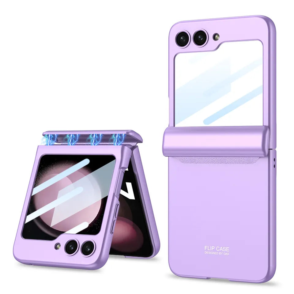 Magnetic Folding All-Inclusive Shell Case With Front Glass For Galaxy Z Flip 5
