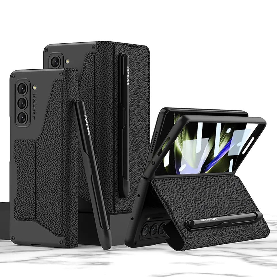 Business leather hybrid shockproof case  Case For z fold 5