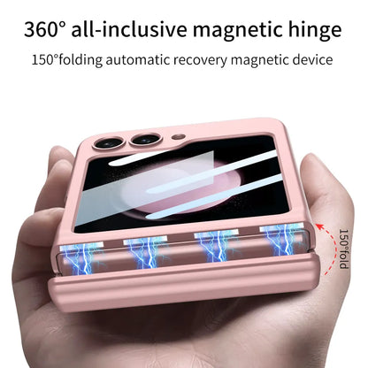 Magnetic Folding All-Inclusive Shell Case With Front Glass For Galaxy Z Flip 5