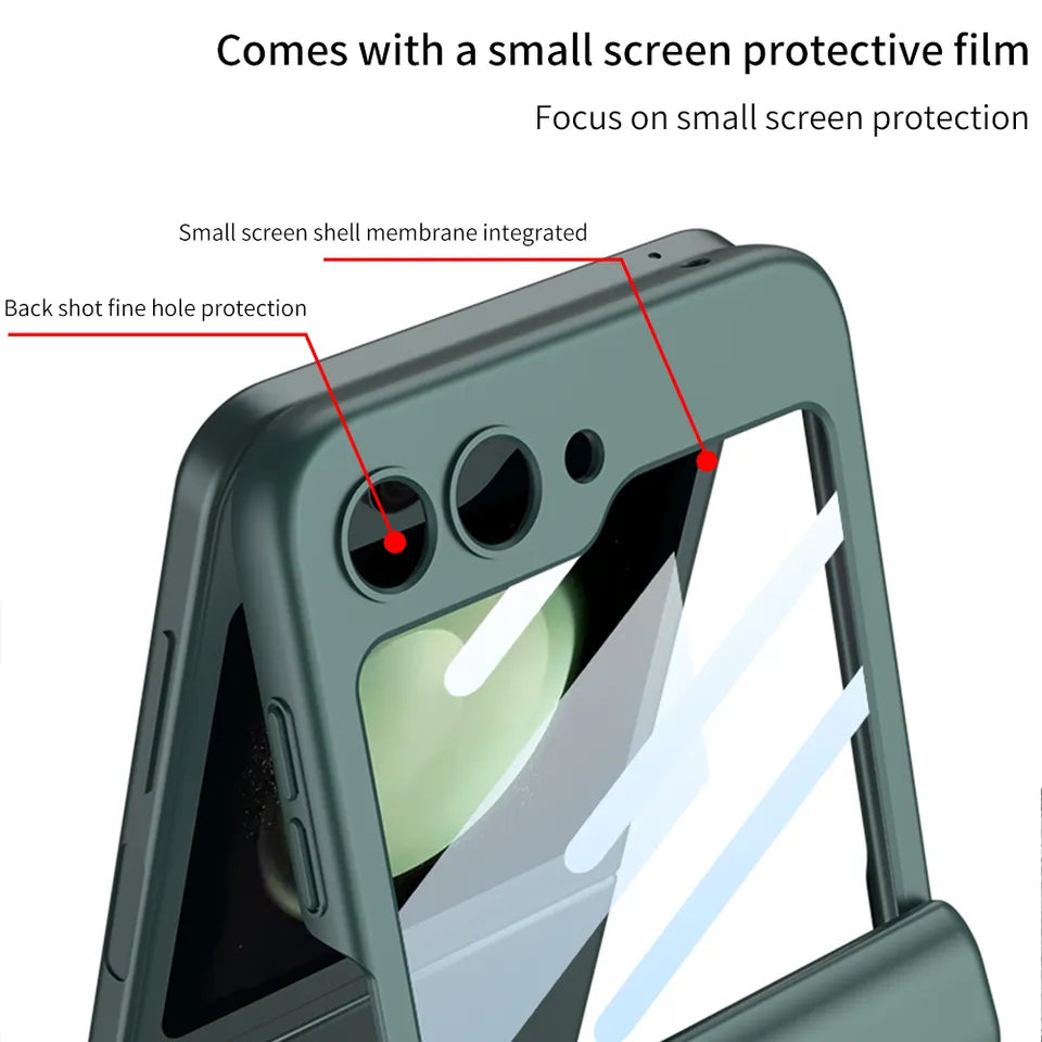 Magnetic Folding All-Inclusive Shell Case With Front Glass For Galaxy Z Flip 5