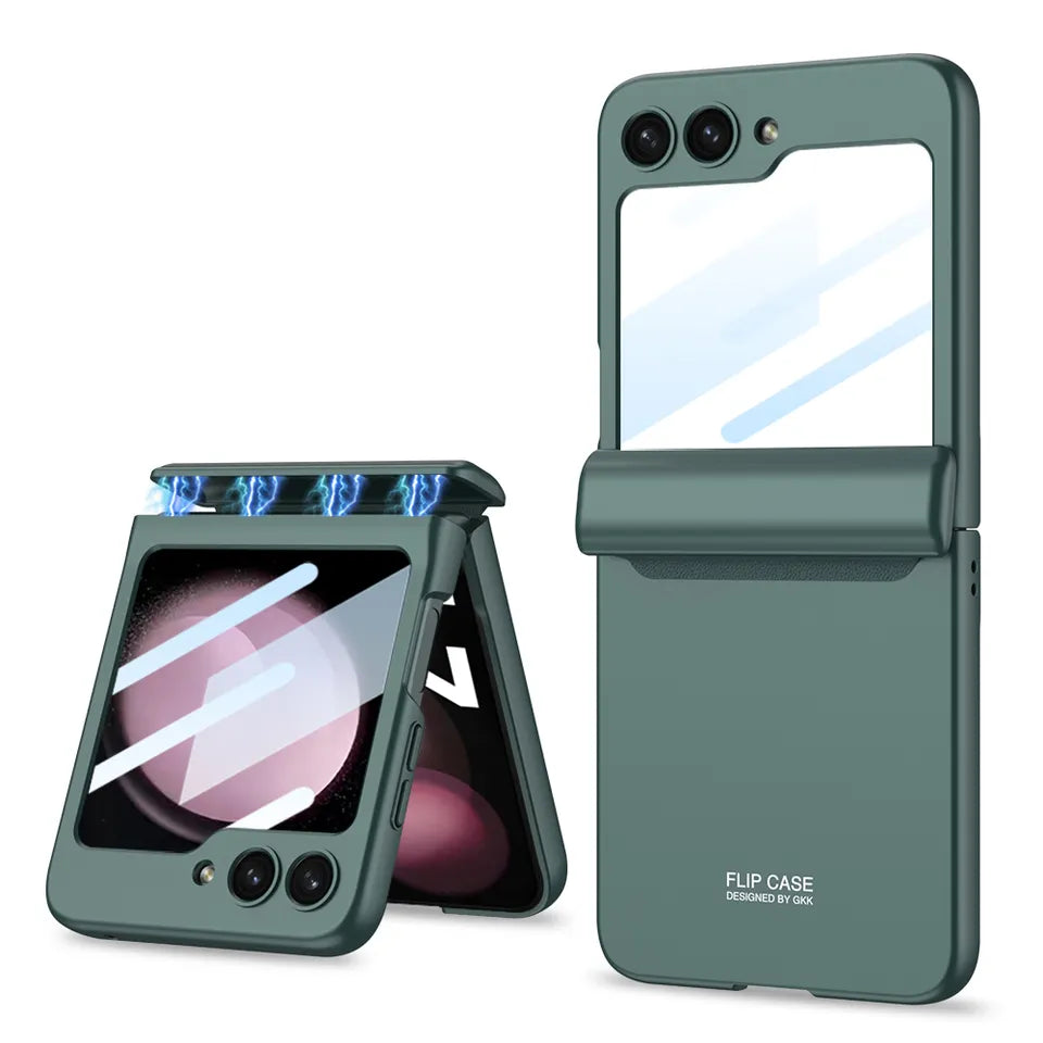 Magnetic Folding All-Inclusive Shell Case With Front Glass For Galaxy Z Flip 5