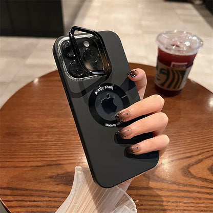 Luxury Camera Protector Stand Case With Logo Cut- iPhone 16 Series