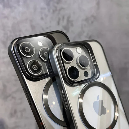 Transparent Lens Magsafe Stand Cover for iPhone Series