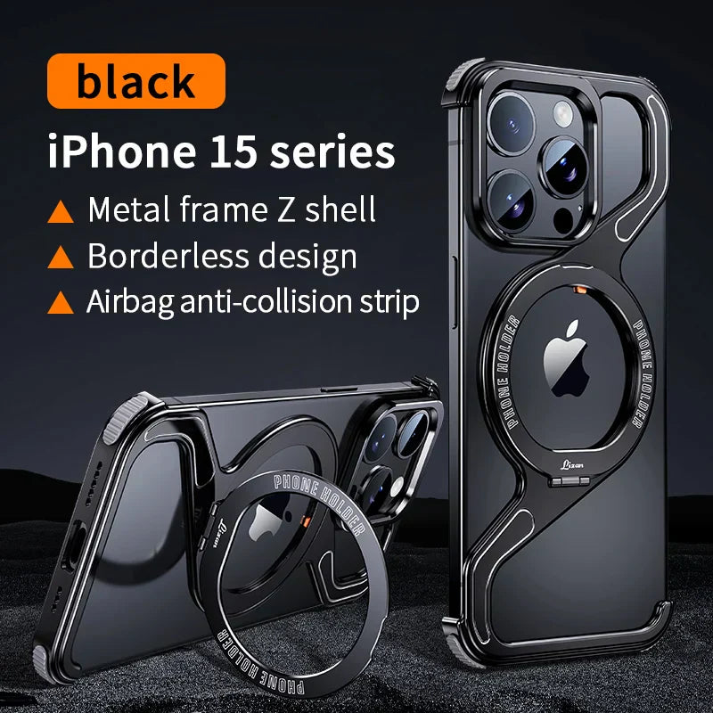 Corner Guard Titanium Magnetic Stand Case for iPhone Series