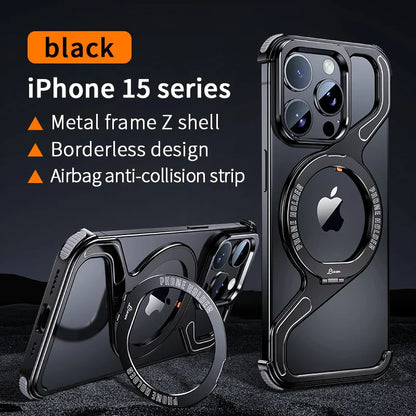 Corner Guard Titanium Magnetic Stand Case for iPhone Series