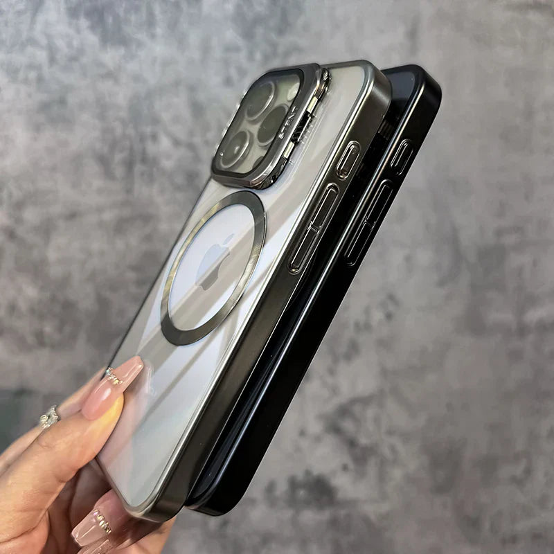 Transparent Lens Magsafe Stand Cover for iPhone Series