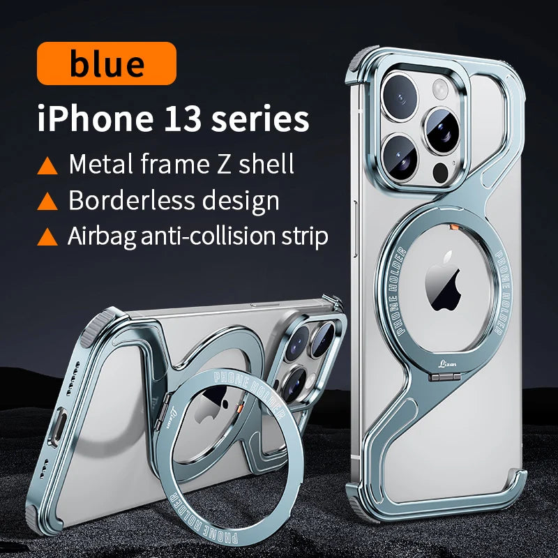 Corner Guard Titanium Magnetic Stand Case for iPhone Series