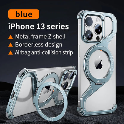 Corner Guard Titanium Magnetic Stand Case for iPhone Series