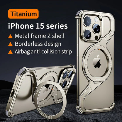 Corner Guard Titanium Magnetic Stand Case for iPhone Series