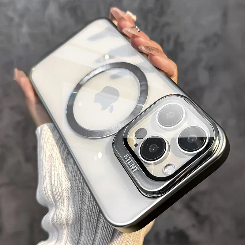 Transparent Lens Magsafe Stand Cover for iPhone Series