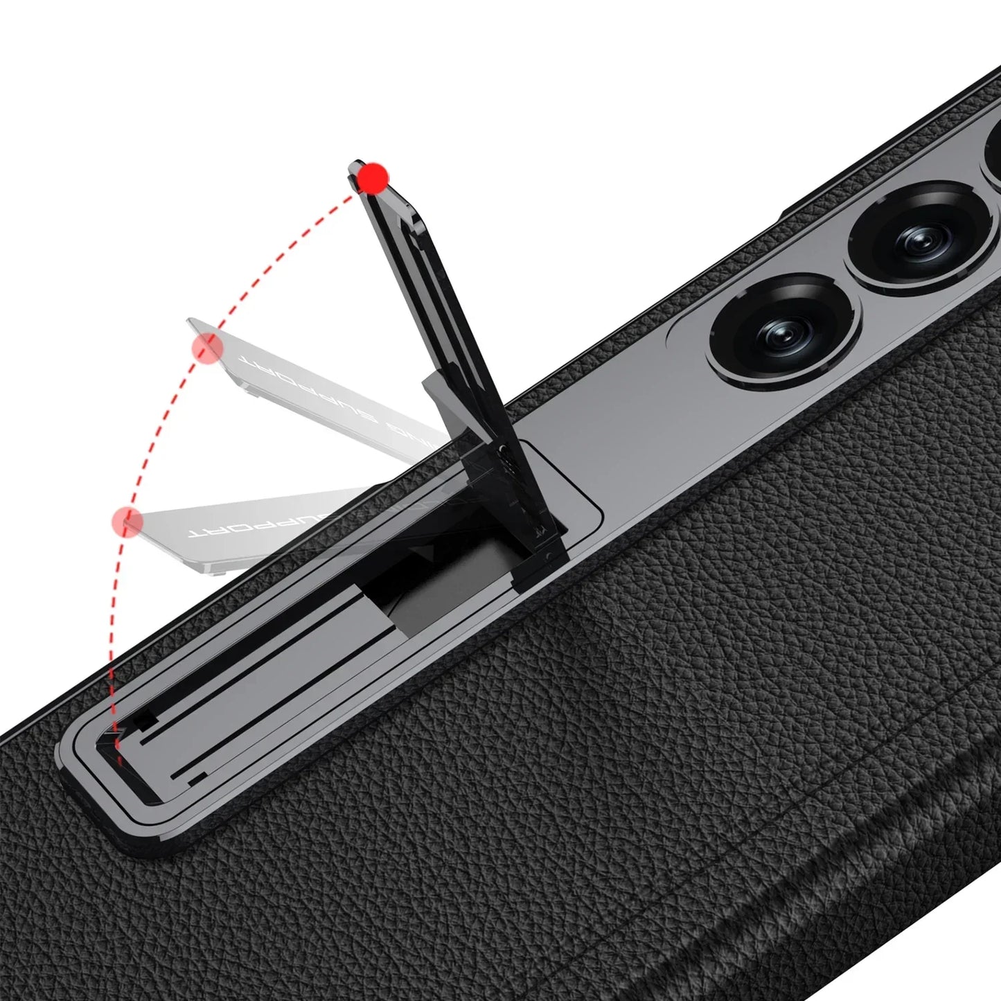 Leather Case With Golden Stand & Magnetic Hinge for Samsung Galaxy Z Fold 6