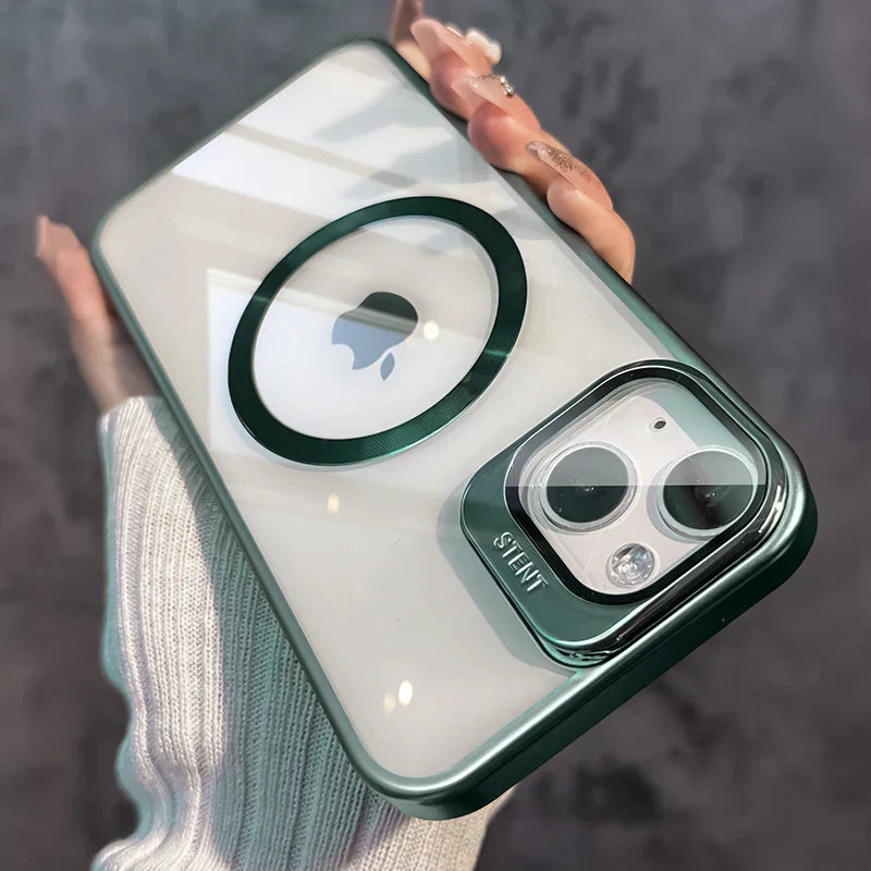 Transparent Lens Magsafe Stand Cover for iPhone Series