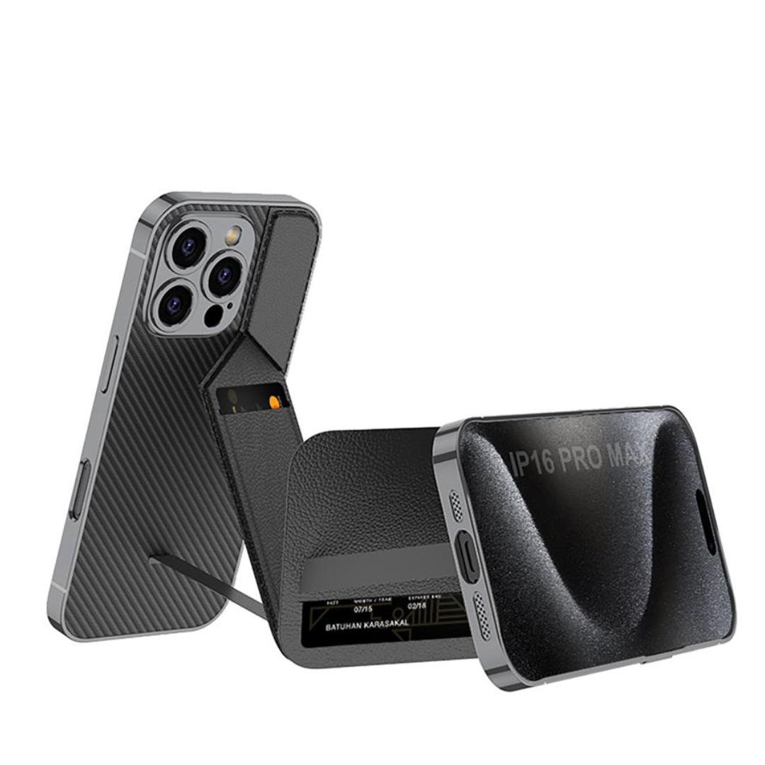 Ultra Thin Leather Card Holder and Magnetic Bracket With Kickstand Case- iPhone