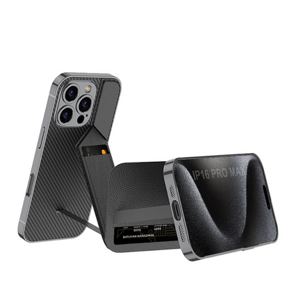 Ultra Thin Leather Card Holder and Magnetic Bracket With Kickstand Case- iPhone