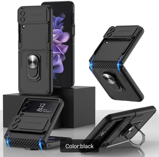 Camera Protection Kickstand Tough Finger Ring Armor Case For Galaxy Z Flip4 5G