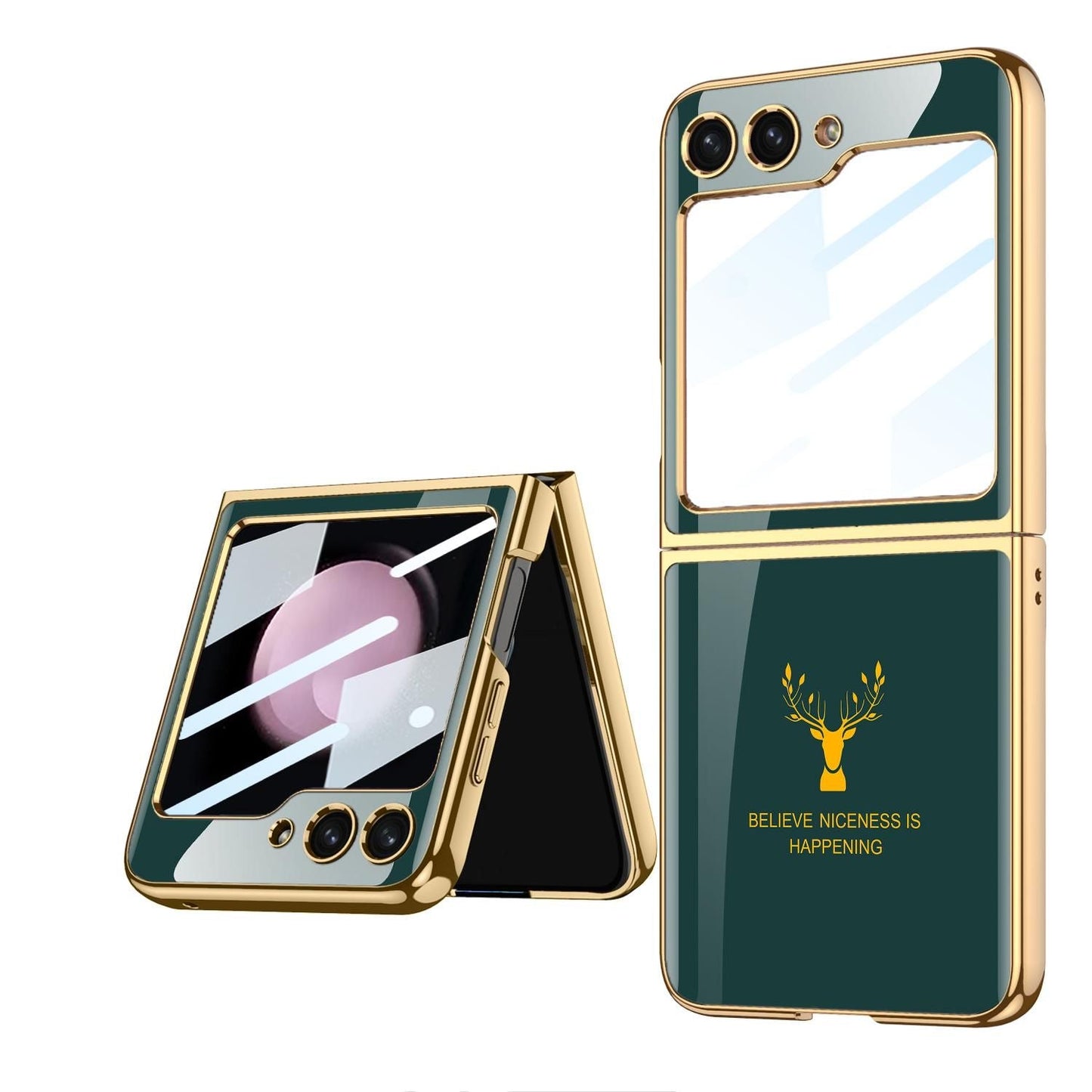 Samsung Galaxy Z Flip 5 Deer Pattern With Front Glass Case