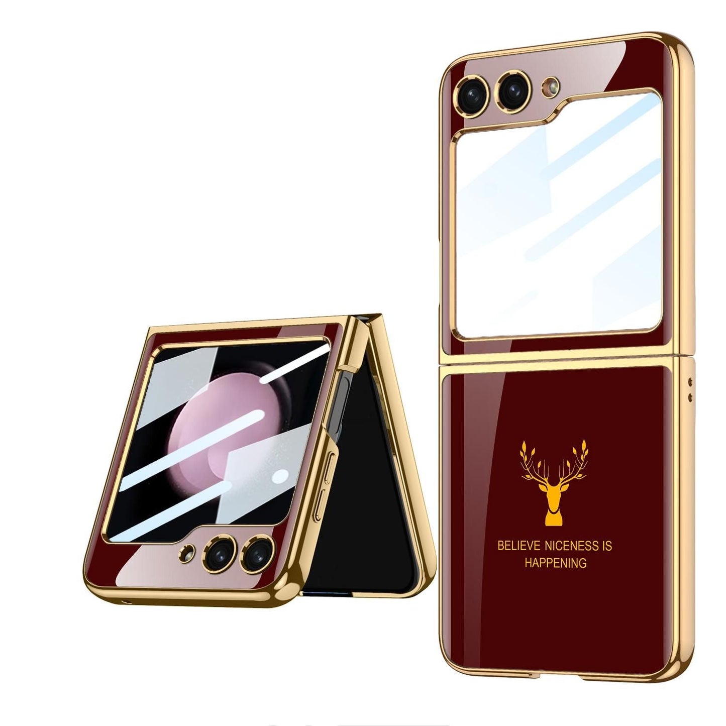 Samsung Galaxy Z Flip 5 Deer Pattern With Front Glass Case